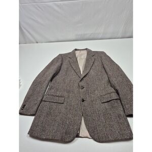Moore's Sport Coat Mens 44 Brown Harris Tweed 100% Wool Classic Jacket FLAW HOLE